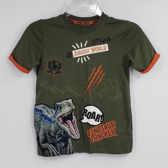JURASSIC WORLD boys S Animal tracker olive green tee - Picture 1 of 2